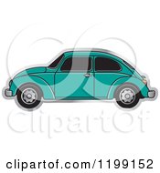 Poster, Art Print Of Vintage Sea Green Vw Beetle Car With Tinted Windows