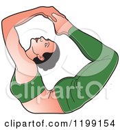 Clipart Of A Fit Woman In Green Stretching In The Yoga Bowpose Royalty Free Vector Illustration by Lal Perera
