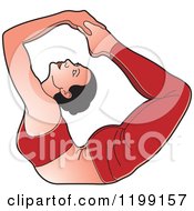 Clipart Of A Fit Woman In Red Stretching In The Yoga Bowpose Royalty Free Vector Illustration by Lal Perera
