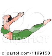 Clipart Of A Fit Woman In Green Stretching In The Dhanurasana Yoga Pose Royalty Free Vector Illustration by Lal Perera