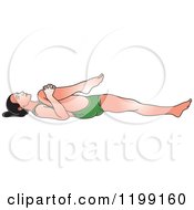 Clipart Of A Fit Woman In Green Stretching In The Pavanamuktasana Yoga Pose Royalty Free Vector Illustration by Lal Perera