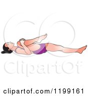 Poster, Art Print Of Fit Woman In Purple Stretching In The Pavanamuktasana Yoga Pose
