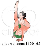 Clipart Of A Fit Woman In Green Stretching In The Yoga Tree Pose Royalty Free Vector Illustration by Lal Perera