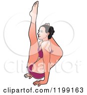 Poster, Art Print Of Fit Woman In Purple Stretching In The Yoga Tree Pose