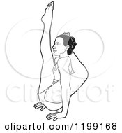 Poster, Art Print Of Black And White Fit Woman Stretching In The Yoga Tree Pose