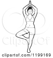 Poster, Art Print Of Black And White Fit Woman Standing In The Yoga Tree Pose