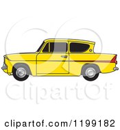 Vintage Yellow Ford Anglia Car With Tinted Windows