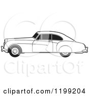 Clipart Of A Black And White Vintage Bently Car With Tinted Windows Royalty Free Vector Illustration