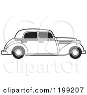 Clipart Of A Vintage Black And White Benz Royalty Free Vector Illustration