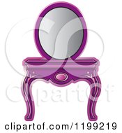 Clipart Of A Purple Vanity Table And Mirror Royalty Free Vector Illustration by Lal Perera