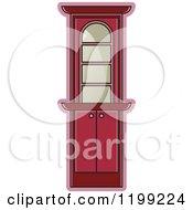 Clipart Of A Maroon Corner Showcase Cabinet Royalty Free Vector Illustration