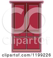 Clipart Of A Maroon Armoire Wardrobe Royalty Free Vector Illustration