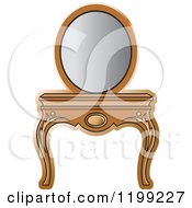 Clipart Of A Brown Vanity Table And Mirror Royalty Free Vector Illustration by Lal Perera