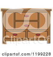 Clipart Of A Brown Sideboard Cabinet 2 Royalty Free Vector Illustration