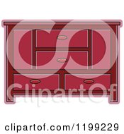 Clipart Of A Maroon Sideboard Cabinet 2 Royalty Free Vector Illustration