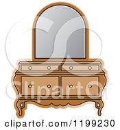 Clipart Of A Brown Dresser And Mirror Royalty Free Vector Illustration
