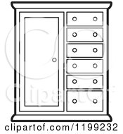 Clipart Of A Black And White Almira Cabinet Royalty Free Vector Illustration