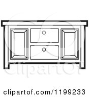 Clipart Of A Black And White Sideboard Cabinet Royalty Free Vector Illustration