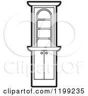 Clipart Of A Black And White Corner Showcase Cabinet Royalty Free Vector Illustration
