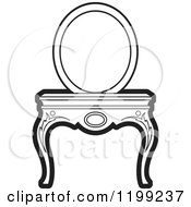 Clipart Of A Black And White Vanity Table And Mirror Royalty Free Vector Illustration by Lal Perera