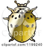 Clipart Of A Golden Ashy Gray Lady Beetle Royalty Free Vector Illustration