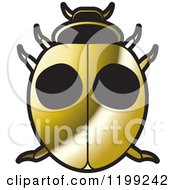 Clipart Of A Golden Twice Stabed Lady Beetle Royalty Free Vector Illustration