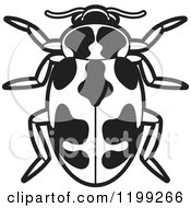 Clipart Of A Black And White Parenthesis Lady Beetle Royalty Free Vector Illustration