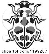 Clipart Of A Black And White Spotted Lady Beetle Royalty Free Vector Illustration