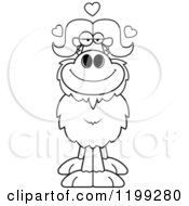 Cartoon Of A Black And White Loving Ox With Hearts Royalty Free Vector Clipart