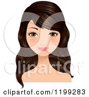 Clipart Of A Beautiful Brunette Woman With Brown Eyes And Long Hair Royalty Free Vector Illustration