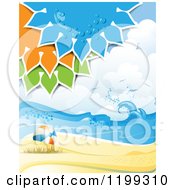 Poster, Art Print Of White Sand Tropical Beach With Colorful Suns Over A Ball
