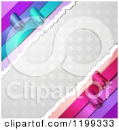 Clipart Of A Background Of Gray Stars And Diagonal Torn Paper And Curling Ribbons Royalty Free Vector Illustration