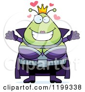Cartoon Of A Loving Martian Queen Wanting A Hug Royalty Free Vector Clipart