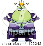 Cartoon Of A Shrugging Careless Martian Queen Royalty Free Vector Clipart by Cory Thoman