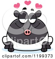 Cartoon Of A Loving Chubby Tapir With Hearts Royalty Free Vector Clipart