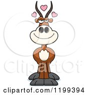 Cartoon Of A Loving Antelope With Hearts Royalty Free Vector Clipart