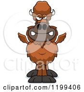 Cartoon Of A Mad Winged Buffalo Royalty Free Vector Clipart