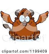 Poster, Art Print Of Happy Smiling Chubby Winged Buffalo
