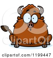 Cartoon Of A Surprised Chubby Buffalo Royalty Free Vector Clipart