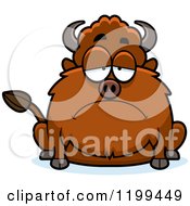 Cartoon Of A Depressed Chubby Buffalo Royalty Free Vector Clipart