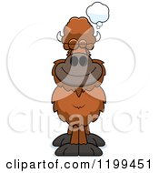 Cartoon Of A Happy Dreaming Buffalo Royalty Free Vector Clipart