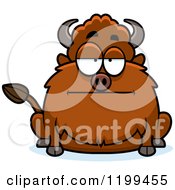 Cartoon Of A Bored Chubby Buffalo Royalty Free Vector Clipart