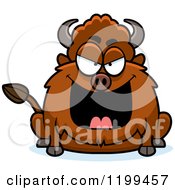 Cartoon Of A Mean Chubby Buffalo Royalty Free Vector Clipart