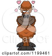 Cartoon Of A Loving Buffalo With Hearts Royalty Free Vector Clipart