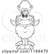 Cartoon Of A Black And White Mad Winged Buffalo Royalty Free Vector Clipart