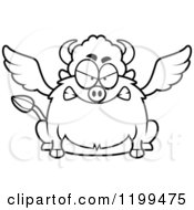 Poster, Art Print Of Black And White Mad Chubby Winged Buffalo