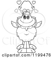 Cartoon Of A Black And White Loving Winged Buffalo With Hearts Royalty Free Vector Clipart