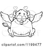 Cartoon Of A Black And White Bored Chubby Winged Buffalo Royalty Free Vector Clipart