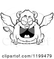 Poster, Art Print Of Black And White Mean Chubby Winged Buffalo