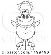 Cartoon Of A Black And White Drunk Winged Buffalo Royalty Free Vector Clipart
